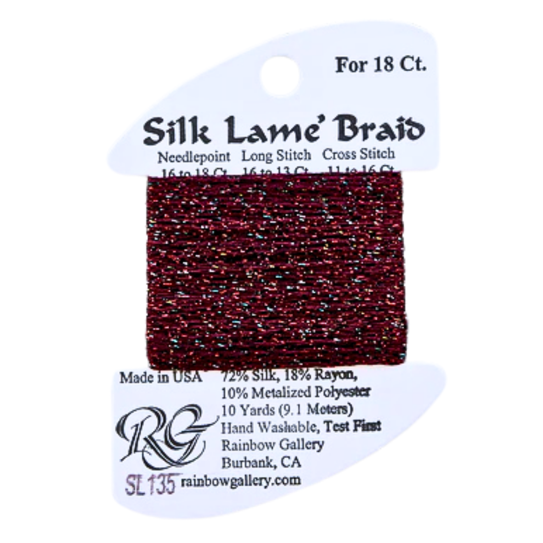 Silk Lamé Braid SL135 Red Sparkle Rachel Barri Designs Inc.