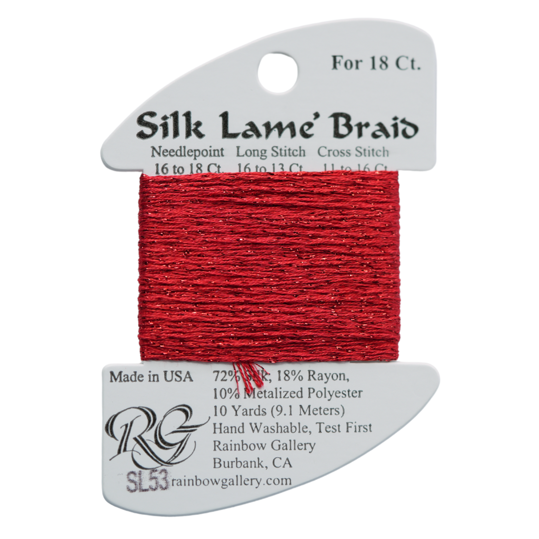 Silk Lamé Braid SL53 Crimson Rachel Barri Designs Inc.