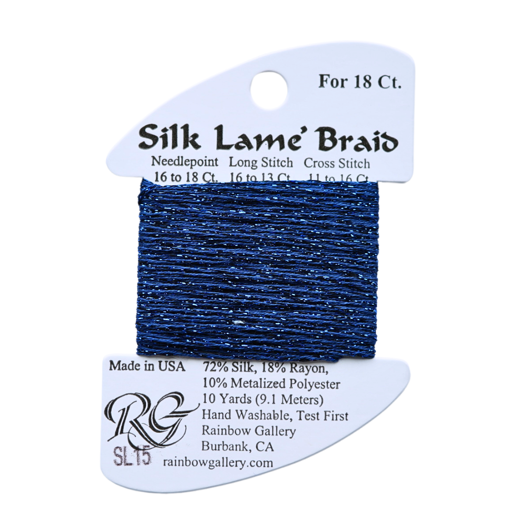 Silk Lamé Braid SL15 Dark Blue Rachel Barri Designs Inc.