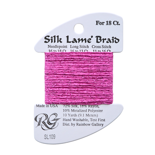 Silk Lamé Braid SL109 Med Raspberry