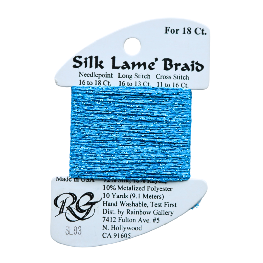 Silk Lamé Braid SL83 Blue Turquoise Rachel Barri Designs Inc.