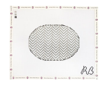Silver Stripe Chevron Oval