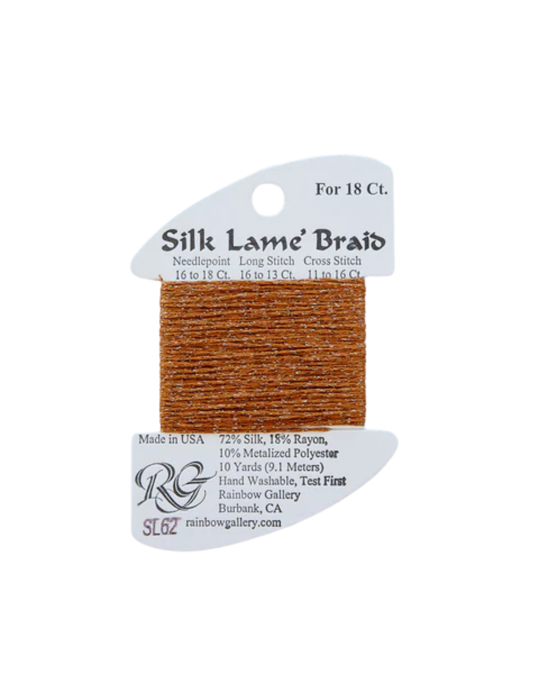 Silk Lamé Braid SL62 Drk Sand Gold Rachel Barri Designs Inc.